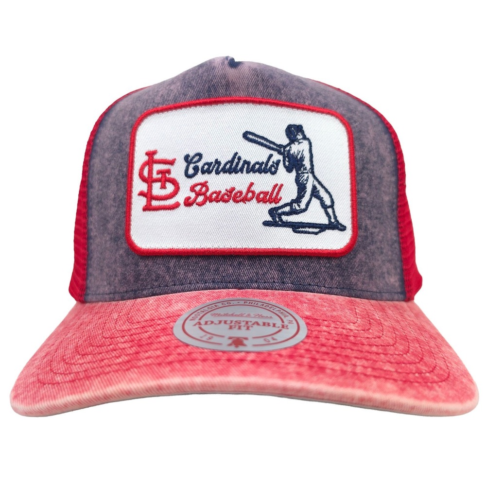 St. Louis Cardinals Mitchell & Ness MLB Trucker Hat Cap 3D Patch Acid Wash NWT